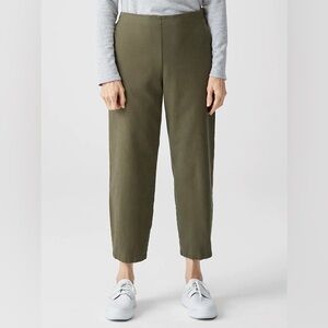 Eileen Fisher Organic Cotton Hemp Lantern Ankle Pant Olive Green